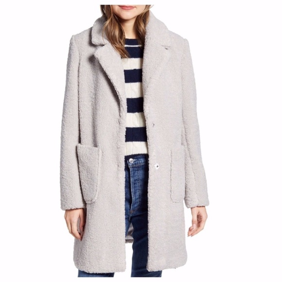 French Connection Womens Faux Shearling Teddy Lapel Midi Coat - gray - Picture 3 of 4